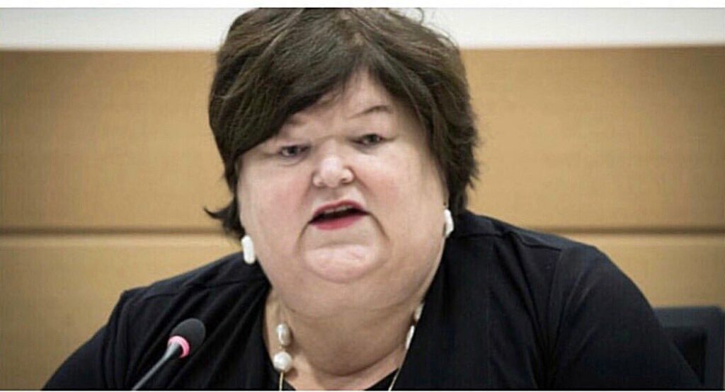 Die belgische Gesundheitsministerin. Gesund sieht anders aus.